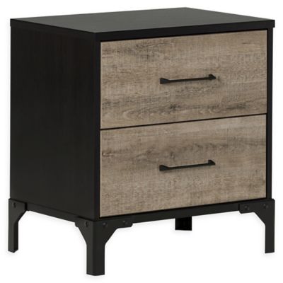 South Shore Valet 2 Drawer Nightstand In Weathered Oak Ebony Bed Bath And Beyond Canada