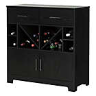 Alternate image 2 for South Short Vietti 2-Door 2-Drawer Wine Cabinet and Bottle Storage in Black/Oak