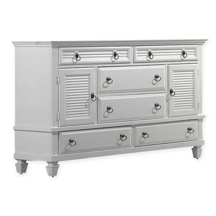 Alpine Furniture Winchester 6 Drawer Dresser In White Bed Bath