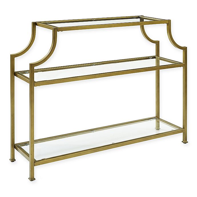 Aimee Glass And Steel Console Table In, Gold Metal And Glass Console Table