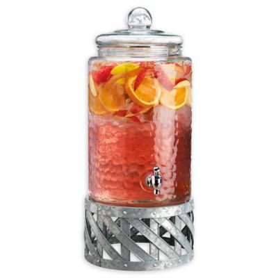 Fiddle & Fern 3-Gallon Hammered Glass Beverage Dispenser