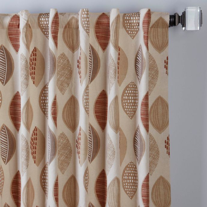 Abstract Leaf Rod Pocket Back Tab Window Curtain Panel Bed Bath
