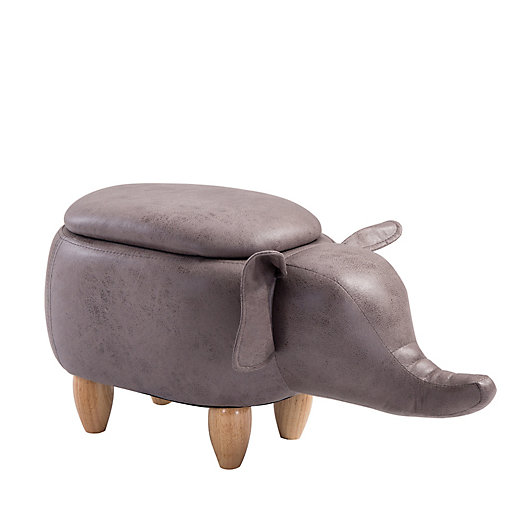 Alternate image 1 for Furniture Style Faux Leather Elephant Storage Ottoman