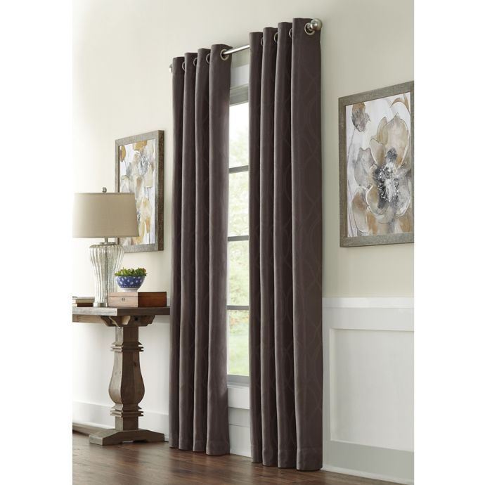 Infinity 95 Inch Grommet Window Curtain Panel In Charcoal Bed