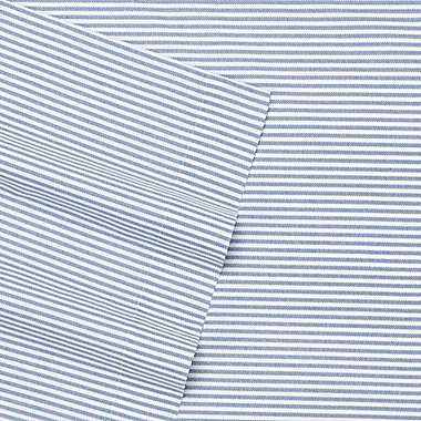 Poppy &amp; Fritz&reg; Oxford Stripe 200-Thread-Count Twin XL Sheet Set in White/Blue. View a larger version of this product image.