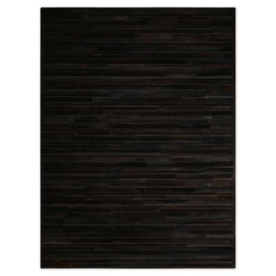 Calvin Klein Prairie Hand Knotted, Black Leather Area Rug