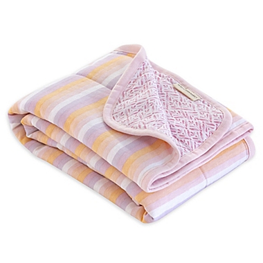 Burt&#39;s Bees Baby&reg; Sunset Stripe Organic Cotton Reversible Blanket in Blossom. View a larger version of this product image.
