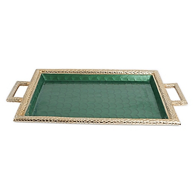 Julia Knight&reg; Florentine Gold 23-Inch Handled Tray in Emerald. View a larger version of this product image.