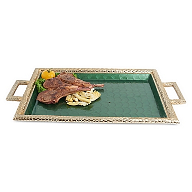 Julia Knight&reg; Florentine Gold 23-Inch Handled Tray in Emerald. View a larger version of this product image.