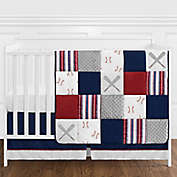 Sweet Jojo Designs&reg; Baseball Patch 4-Piece Crib Bedding Set in Red/White/Blue