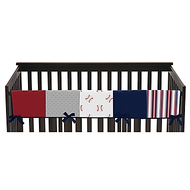 Sweet Jojo Designs&reg; Baseball Patch Long Rail Guard Cover in Red/White/Blue. View a larger version of this product image.