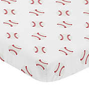 Sweet Jojo Designs&reg; Baseball Patch Mini Fitted Crib Sheet in Red/White