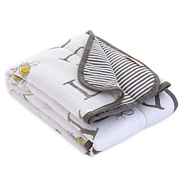 Burt&#39;s Bees Baby&reg; A-Bee-C Organic Cotton Receiving Blanket in Charcoal. View a larger version of this product image.