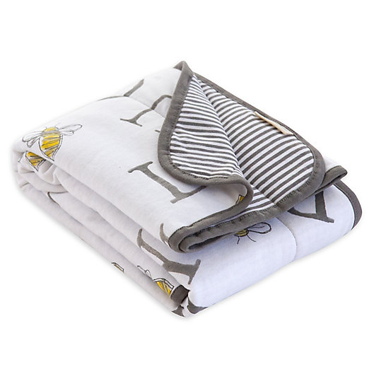 Alternate image 1 for Burt's Bees Baby® A-Bee-C Organic Cotton Receiving Blanket in Charcoal