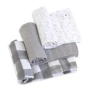 Burt's Bees Baby&reg; Starry Eyes Organic Cotton Muslin 3-Pack Swaddle Blankets in Charcoal