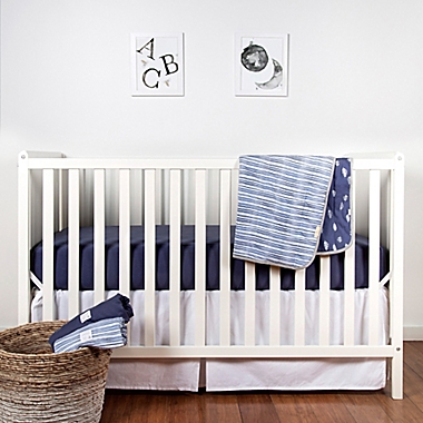 Burt&#39;s Bees Baby&reg; Watercolor Stripe Organic Cotton Changing Pad Cover in Indigo. View a larger version of this product image.