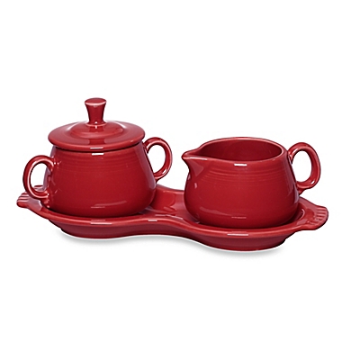Fiesta&reg; Sugar and Creamer Set with Tray in Scarlet. View a larger version of this product image.