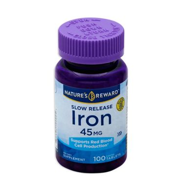 Nature's Reward 100-Count 45 mg Iron Slow Release Coated Tablets. View a larger version of this product image.