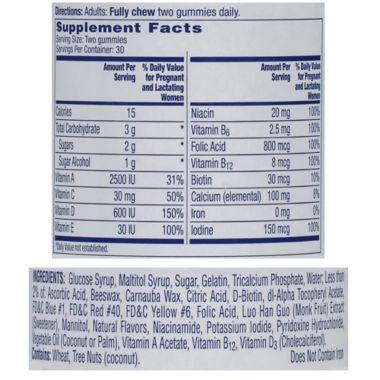 One A Day&reg; 60-Count Prenatal Multivitamin Gummies. View a larger version of this product image.