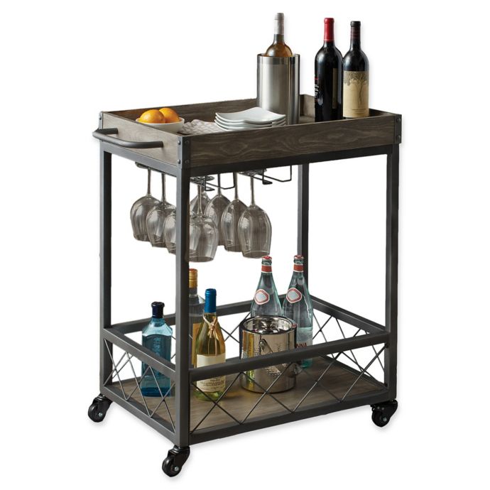 Modern Farmhouse Industrial Bar Cart In Grey Bed Bath Beyond