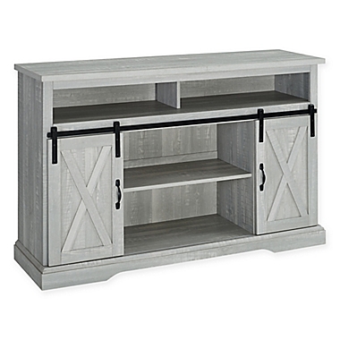 Forest Gate Wheatland 52-Inch Farmhouse Sliding Door TV Stand in Stone Grey. View a larger version of this product image.