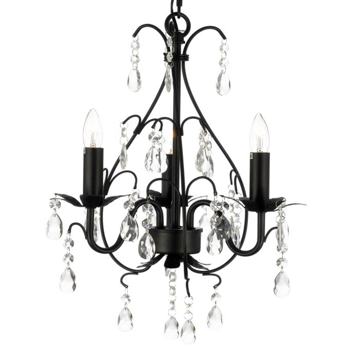 Wrought Iron & Crystal 3Light Chandelier in Black Bed Bath & Beyond