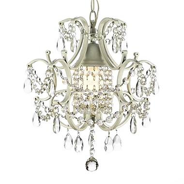 Wrought Iron & Crystal 1-Light Chandelier in White. View a larger version of this product image.