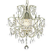 Wrought Iron & Crystal 1-Light Chandelier in White