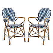 Safavieh Hooper Stackable Patio Armchairs in Navy/White (Set of 2)