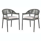 Safavieh Greer Stackable Rope Patio Chair in Grey (Set of 2)