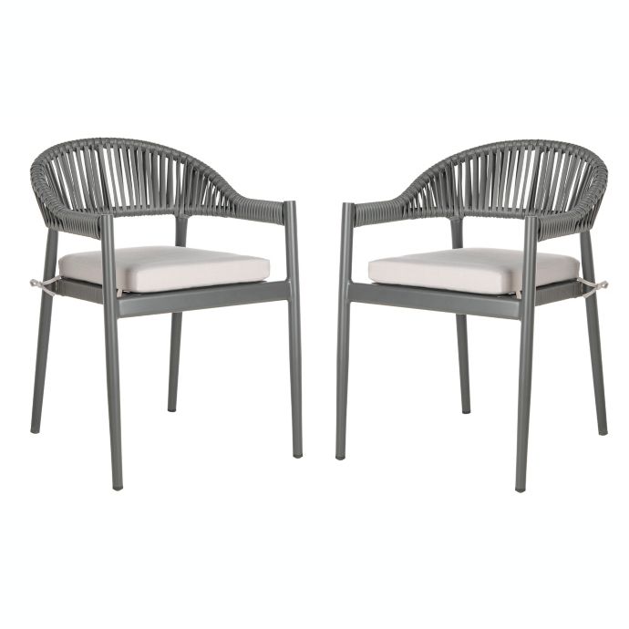 Safavieh Greer Stackable Rope Patio Chair In Grey Set Of 2 Bed Bath Beyond