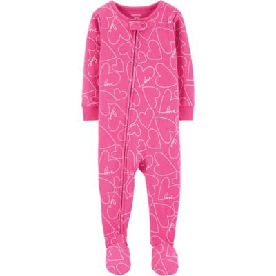 Carter's® Heart Zip-Front Footed Pajama In Pink | Bed Bath & Beyond