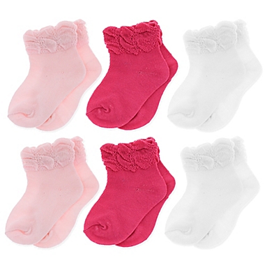 Capelli&reg; New York Size 3-12M 6-Pack Bow Cuff Socks. View a larger version of this product image.