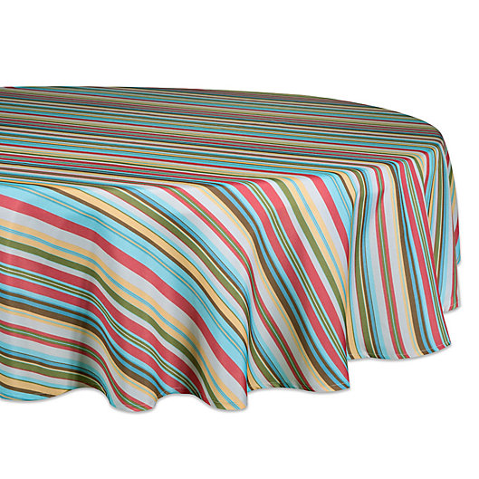Design Imports Summer Stripe 60 Inch, 60 Inch Round Tablecloths