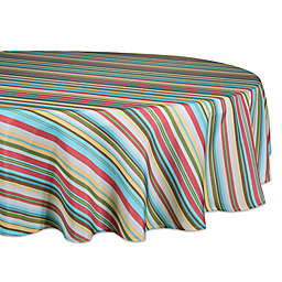 Design Imports Summer Stripe 60-Inch Round Indoor/Outdoor Tablecloth