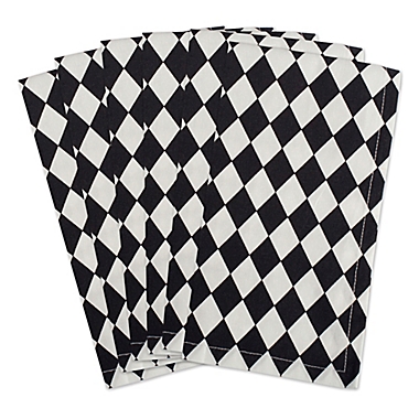 Harlequin Napkins in Black/Cream (Set of 6). View a larger version of this product image.