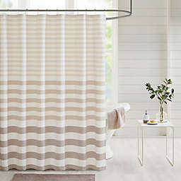 Madison Park Aviana Stripe Woven Shower Curtain in Taupe