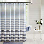 Madison Park Aviana Stripe Woven Shower Curtain in Navy