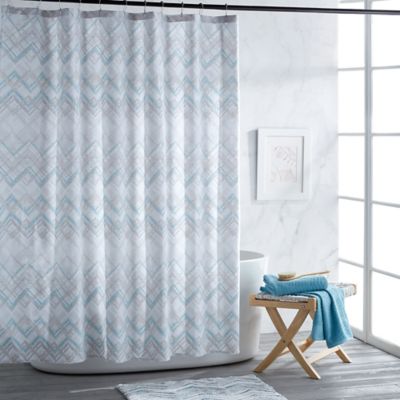 aqua chevron shower curtain