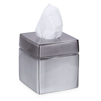 gray tissue box holder
