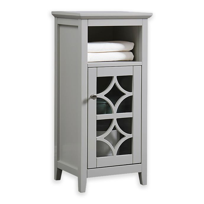 Open Shelf Floor Cabinet With Glass Door In Beige Bed Bath Beyond