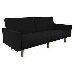 At Water Living Leona Linen Futon Sofa in Black
