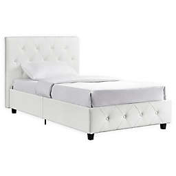At Water Living Dana Twin Faux Leather Upholstered Platform Bed in White