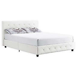 At Water Living Dana Queen Faux Leather Upholstered Platform Bed in White
