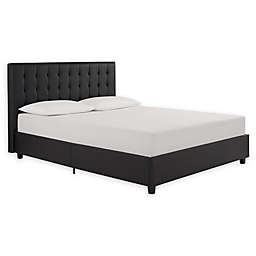 Atwater Living Elvia Faux Leather Upholstered Queen Bed Set in Black