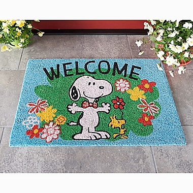 Peanuts Snoopy Doghouse Mat Coir Fiber 18×28 Outdoor Woodstock Colorful NWT 