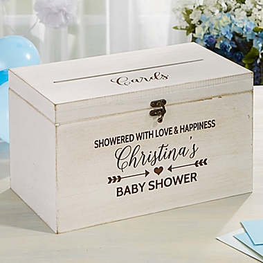 Baby Shower Personalized Wood Card Box. View a larger version of this product image.