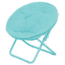 Polyester Upholstered Faux Fur Saucer Chair Chair in Teal