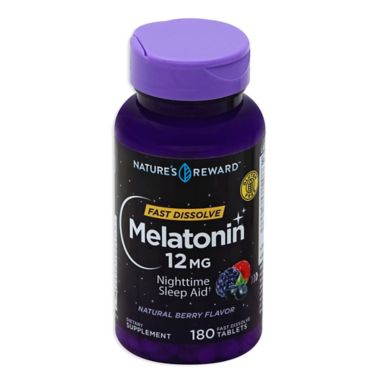 Nature's Reward 100-Count 12 mg Melatonin Fast Dissolve Tablets in Berry Flavor. View a larger version of this product image.