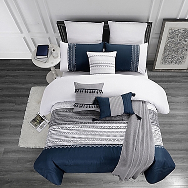Hilden 10-Piece King Comforter Set in Navy/Grey. View a larger version of this product image.